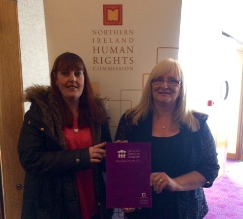 Julie and Grace with the NIHRC report