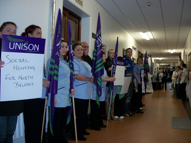 Residents and UNISON Members Unite to Demand Accountability and Social Housing for North Belfast